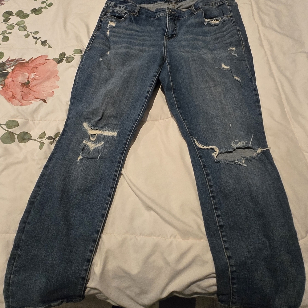 Torrid Blue Boyfriend Jeans with Distressed Details